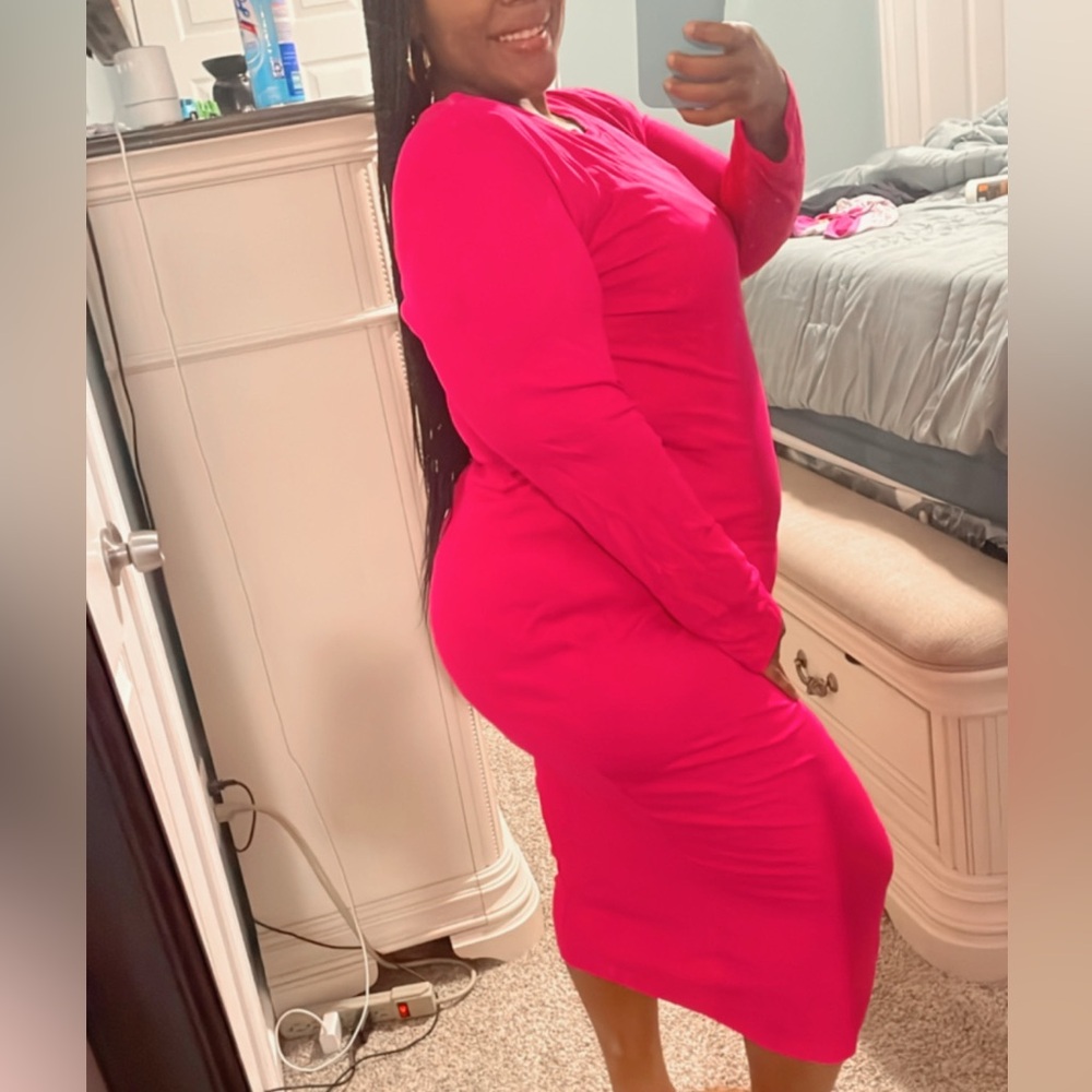 Ava & Viv Vibrant Pink Long Sleeve Dress - Picture 6 of 6